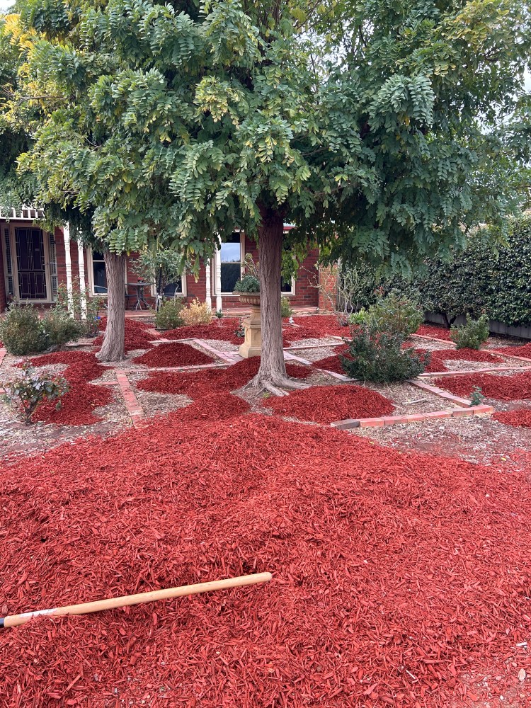 spreading mulch